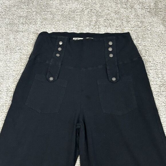 Effie's Heart Pants Womens Medium Wide Leg High Waisted Black Stretch - Picture 2 of 8